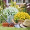 24 Bundles Artificial Flowers for Outdoors UV Resistant Fake Plastic Plants (Yellow) 0.1"D x 0.1"W x 0.1"H